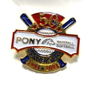 Pony Baseball 50th Anniversary Pin Vintage Enamel Sports